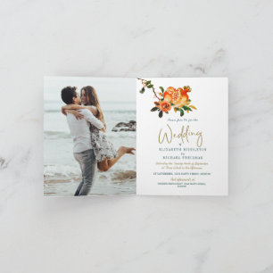 Invitation Mariage Gold Elegant Photo Botanique moderne