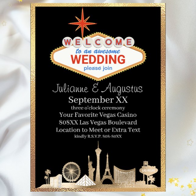 Invitation Mariage Gold et Black Skyline Las Vegas (Créateur téléchargé)