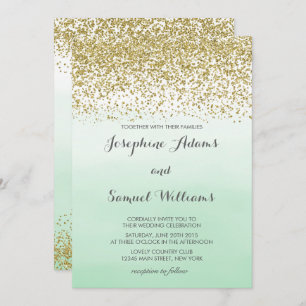 Invitation Mariage Gold et Mint Green