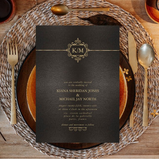 Invitation Mariage Gold Filigree fin ID871 (Créateur téléchargé)