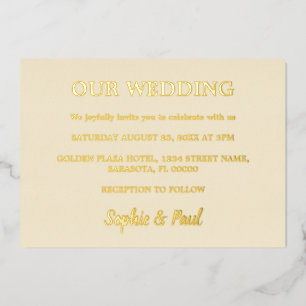 Invitation Mariage Gold Foil Cream classique