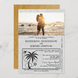 Invitation Mariage Gold Mexico Passport