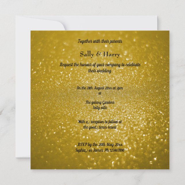 Invitation Mariage Gold Modern Sparkle Crystals (Devant)