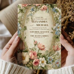 Invitation Mariage Gold Purple Vintage William Morris