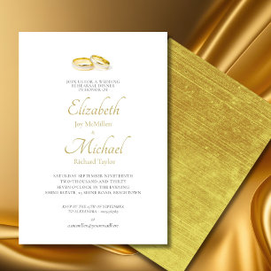 Invitation Mariage Gold Rings Dîner de répétition élégant