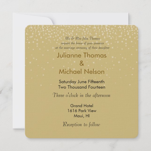 Invitation Mariage Gold Sparkles (Devant)