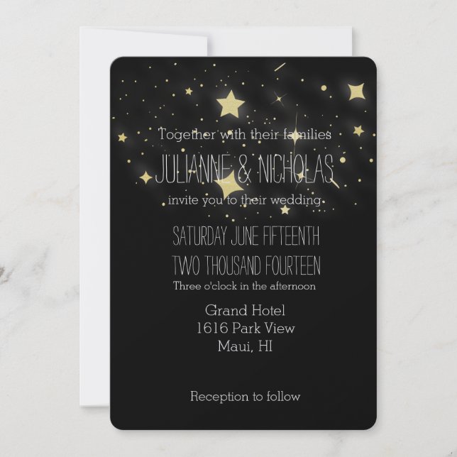 Invitation Mariage Gold Stars (Devant)