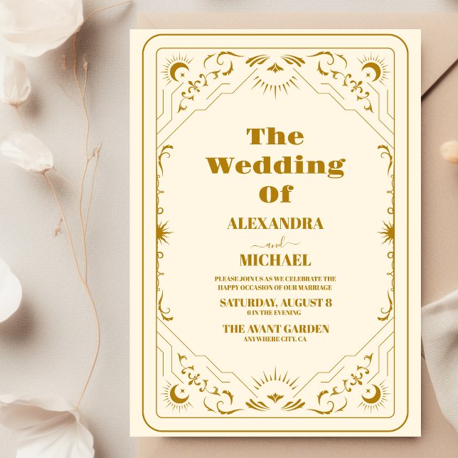 Invitation Mariage Gold Sun et Moon Tarot Card (Créateur téléchargé)