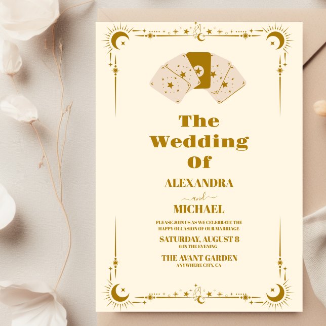 Invitation Mariage Gold Sun et Moon Tarot Card (Créateur téléchargé)