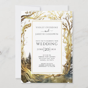 Invitation Mariage  Gold Trees Mariage Enchanted Forest Porta