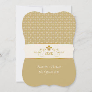 Invitation Mariage Gold White Fleur de Lis