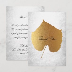 Invitation Mariage Golden Leaf Merci d'argent