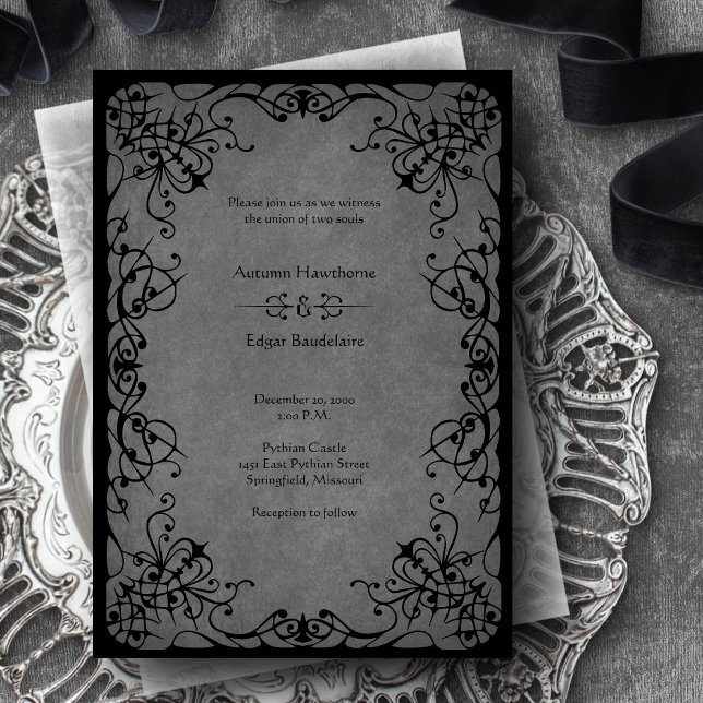 Invitation Mariage gothique à dentelle noire (Créateur téléchargé)