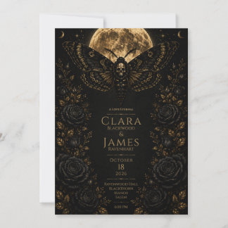 Invitation Mariage Gothique à la Papillon de la Mort - Romanc