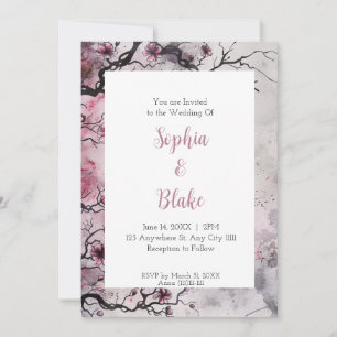 Invitation Mariage gothique aquarelle Branches nues Alt
