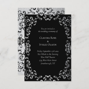 Invitation Mariage gothique argenté et noir