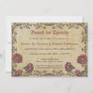 Invitation Mariage gothique aux fleurs sombres
