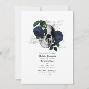 Invitation Mariage gothique bleu bleu marine