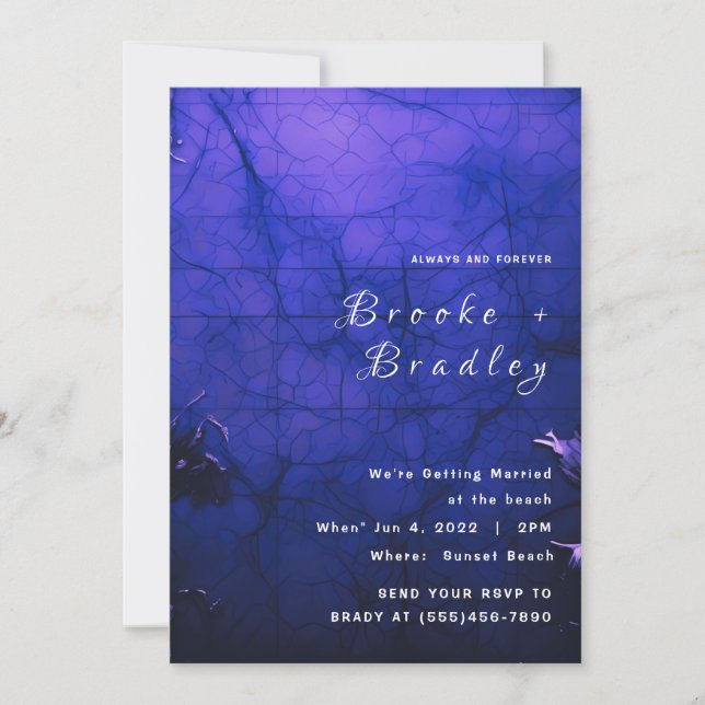 Invitation Mariage gothique bleu clair et foncé (Devant)