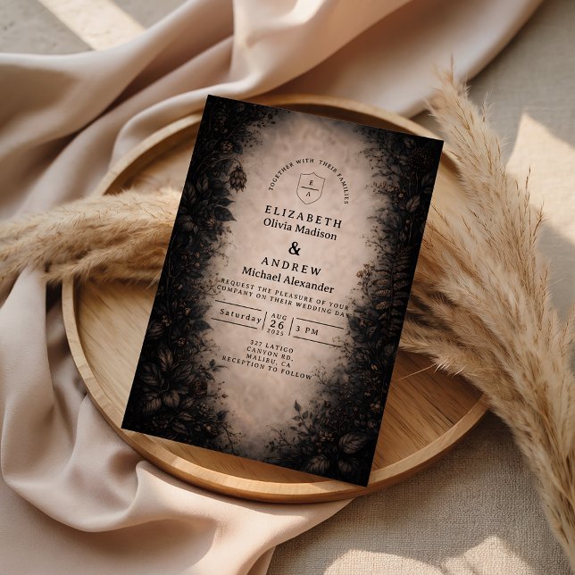Invitation Mariage gothique botanique de minuit (Créateur téléchargé)
