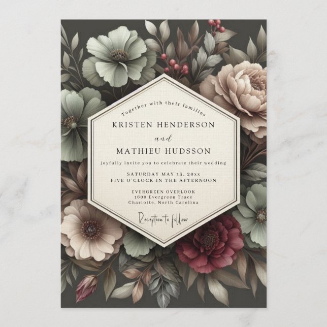Invitation Mariage gothique charbon moody (Devant)