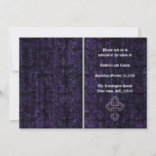 Invitation Mariage gothique croisé pourpre foncé