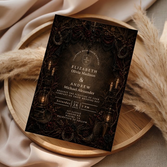 Invitation Mariage gothique de campagne occidental (Créateur téléchargé)