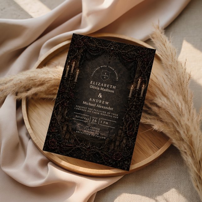Invitation Mariage gothique de campagne rustique sombre (Créateur téléchargé)