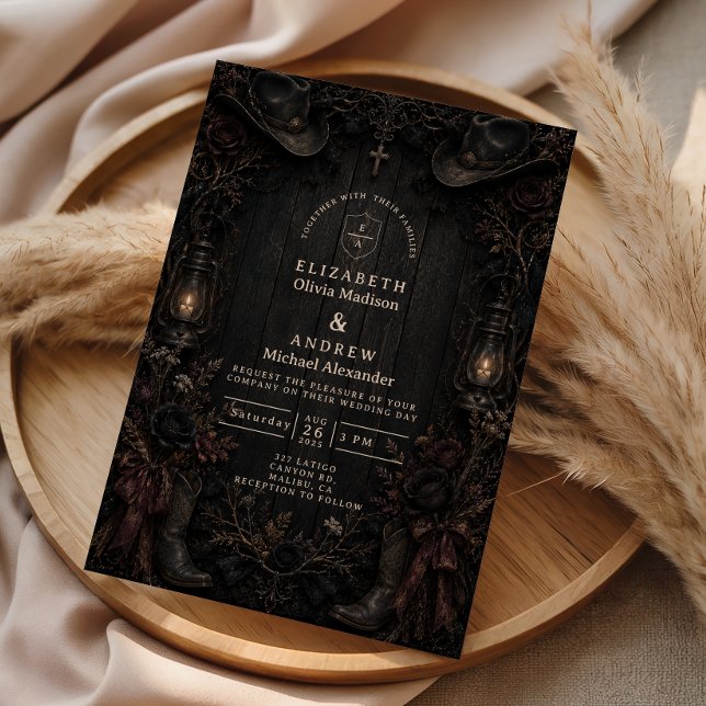 Invitation Mariage gothique de campagne sombre (Créateur téléchargé)