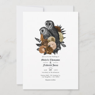 Invitation Mariage gothique de chouettes ambre Glam Vintage