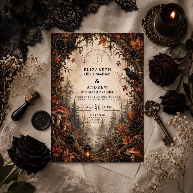 Invitation Mariage gothique de forêt automnale (Créateur téléchargé)