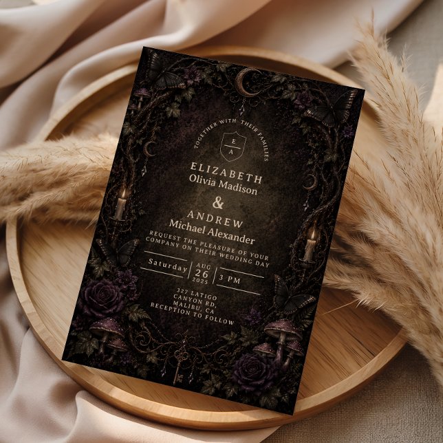 Invitation Mariage gothique de forêt lunaire mystique (Créateur téléchargé)