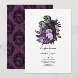 Invitation Mariage gothique de glamour vintage avec des hibou