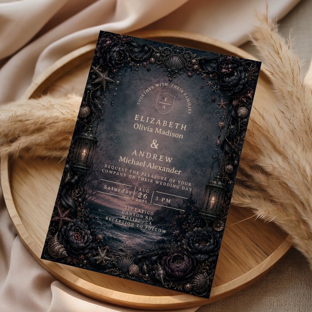 Invitation Mariage gothique de plage au clair de lune (Créateur téléchargé)