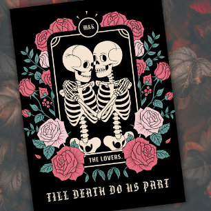 Invitation Mariage gothique des amoureux du tarot jusqu'à ce 