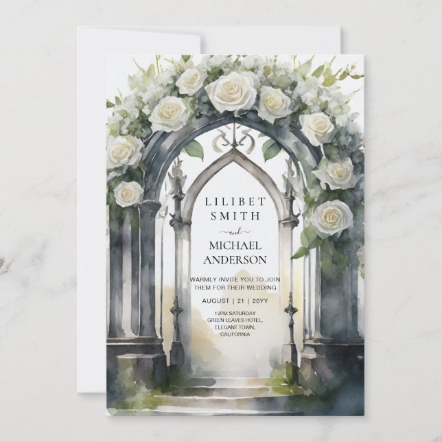 Invitation Mariage gothique des Roses blanches (Devant)