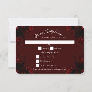 Invitation Mariage gothique élégant à fleurs rouge profond