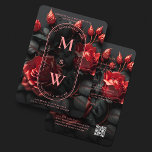 Invitation Mariage gothique Elégant Noir Rouge Roses Boho Lux<br><div class="desc">Invitation vos invités à une soirée audacieuse et élégante avec notre Mariage gothique Elégant Black Red Roses Floral Boho Faire-part de mariage. Entièrement personnalisable avec le code QR pour s'adapter à votre style unique,  cette invitation est la meilleure façon de faire une déclaration lors de votre journée spéciale.</div>