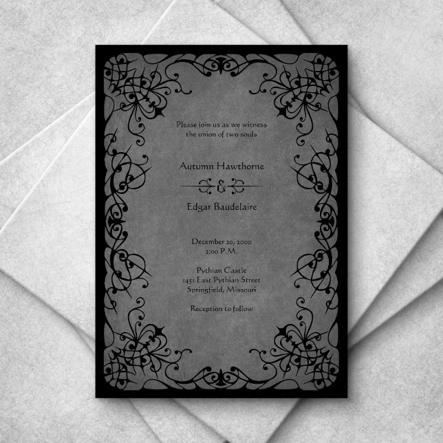 Invitation Mariage gothique en dentelle noire (Créateur téléchargé)
