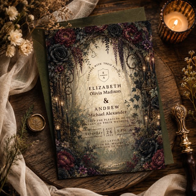 Invitation Mariage gothique en forêt (Créateur téléchargé)