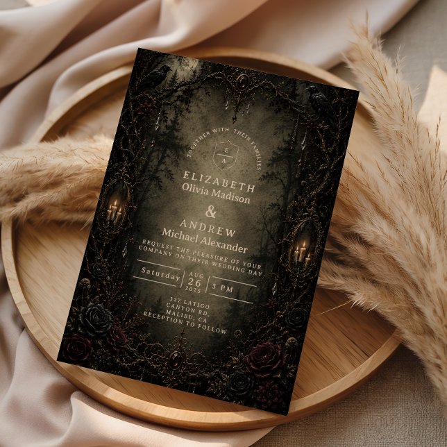 Invitation Mariage gothique enchanté en forêt (Créateur téléchargé)