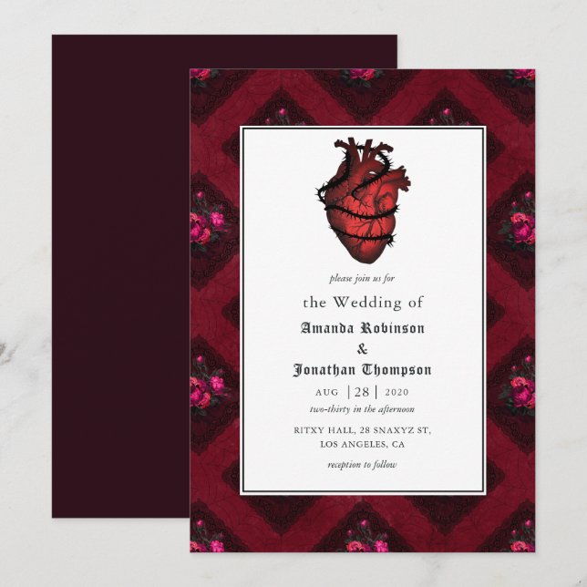 Invitation Mariage gothique fantaisiste (Devant / Derrière)