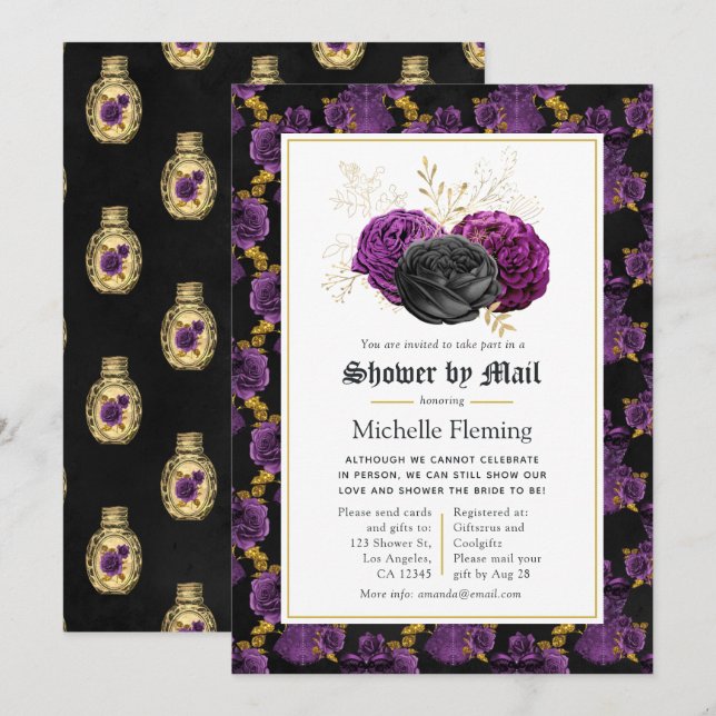 Invitation Mariage gothique fantaisiste de sorcière par corre (Devant / Derrière)