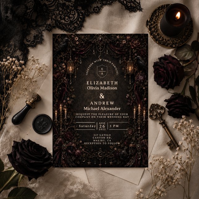 Invitation Mariage Gothique Fantaisiste Enchanté (Créateur téléchargé)