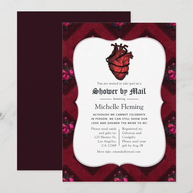 Invitation Mariage gothique fantaisiste par la poste (Devant / Derrière)