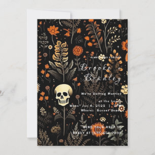 Invitation Mariage Gothique Fleur Skull