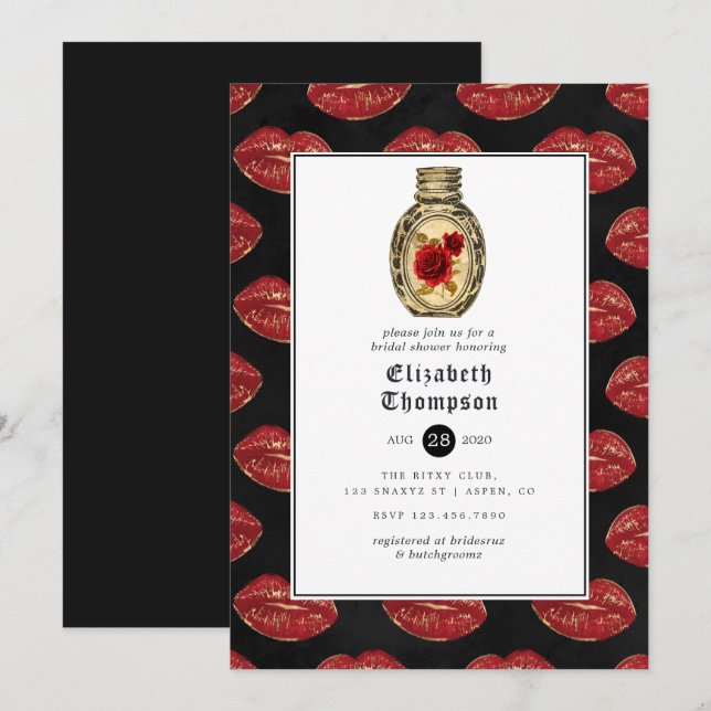 Invitation Mariage gothique floral (Devant / Derrière)