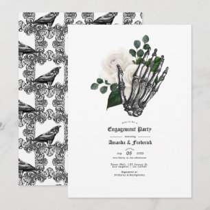 Invitation Mariage gothique floral blanc Fête de fiançailles