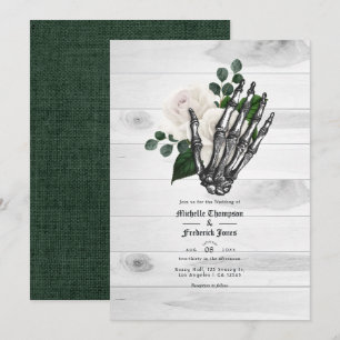 Invitation Mariage gothique floral blanc rustique