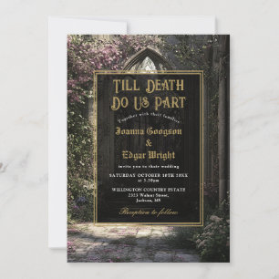 Invitation Mariage gothique floral de jardin à monogramme jus